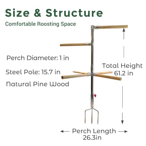 Chicken Perch Toy for Coop - Adjustable Chicken Roosting Bars | Roosting Bars for Chickens in Coop (6pcs) - Chicken Perch Run with 3-Prong Ground Plug, Chicken Roost Perch for 4-7 Chickens - size: H=61.2inches