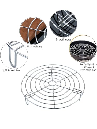 Round Cooling Racks Dia 10.2", 304 Stainless Steel Steamer Rack, Canning Rack, Cake Cooling Rack Circle Wire Cooling Rack for Air Fryer, Instapot, Cake Pans (Height 2.8",10.2"/26cm) - color: White, size: 10.2"