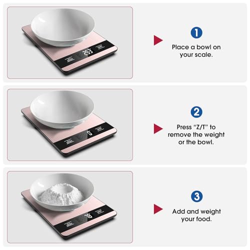 Mik-Nana Food Scale, 11lb Digital Kitchen Scale with LCD Display 6 Units Tare Function, Stainless Steel Weight Grams and Ounces for Baking, Cooking and Meal Prep (Batteries Included)