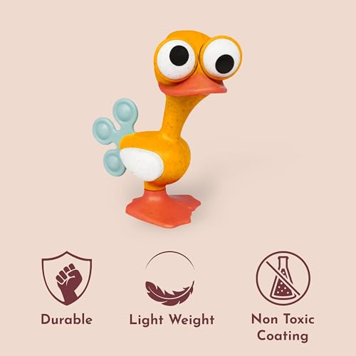 Tolo Crazy Eyed Bird | Interactive Toy for Babies 3+ Months Teething Relief | movable eyes, clicking head & feet, squeaking wings, rattle sound, sensory, teething baby toys, developmental play, fun gift - color: Crazy Eyed Bird