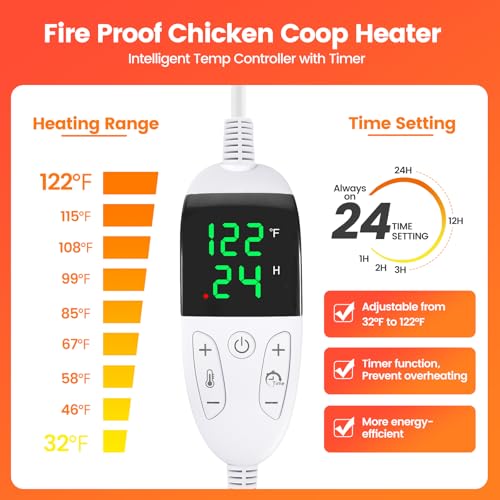Heated Chicken Perch, Prevents Frozen Toes, Chick Warm Coop Accessories | Heated Roosting Bar for Chickens|Adjustable Temperature Heating Post for Chicken| Warming Chick Heater 2 Sections