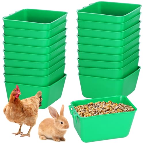 20 Pcs Cage Cups 16 oz Chicken Feeder Waterer Birds Feeders Hanging Bunny Cage Feeder Chicken Water Bowl Feeding Seed Bowl for Pet Parrot Rooster Parakeet Gamefowl Poultry Pigeon Wire Cage - color: green