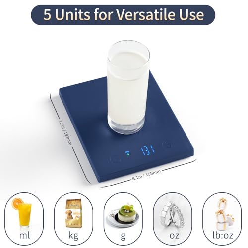 Homebuds 22lb/10kg Food Scale, Precision 0.1oz/1g by Our Professional Scale Factory Since 2001, Kitchen Scales Digital Weight Grams and Ounces for Cooking and Baking, LED, 3*AAA Batteries, Blue - color: Blue