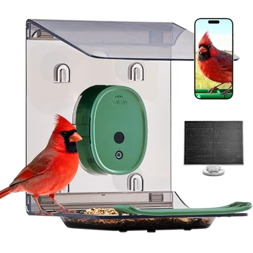 Smart Bird Feeder with Camera Solar Powered,2K UHD Video Live Stream,Easy Set Up,AI Bird Species Identification, Auto Capture Videos&5MP Photos,Instant Alerts,Gifts for Bird Lovers