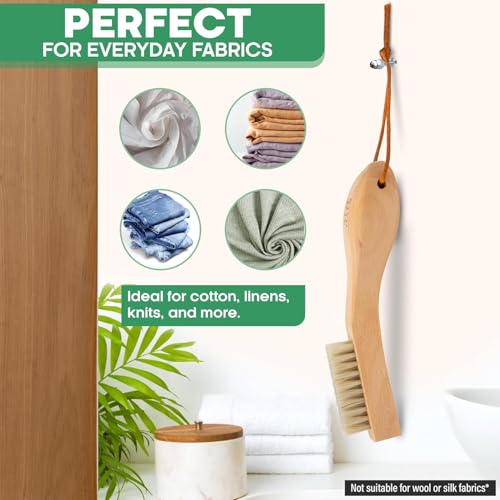 Laundry Stain Remover Clothes Brush Set of 2 Natural Soft Boar Bristle White & Black for Scrubbing Out Tough Stains on Delicate Fabrics, Knits, Cotton, Linens, Small Brush - size: 2 Pack - Black & White