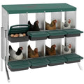 PawHut Chicken Nesting Boxes 8 Compartment for Hens Ducks, Silver | Two-Tier Egg Laying Boxes, Vented Holes, Easy Egg Collection, Metal Nesting Boxes for Chickens - size: 43.7"L x 21.7"W x 37.6"H, style: Open Front