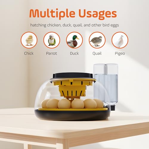 Incubators for Hatching Eggs with Automatic Egg Turning and Humidity DisplayTemperature Control Auto Water Fill Egg Candler 12Egg Hatch Chick Quail Duck Turkey Goose Parrot Bird Eggs