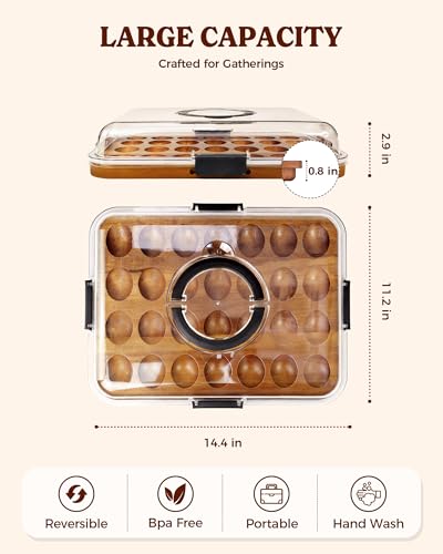 Deviled Egg Containers with Lid, 2-in-1 Acacia Wooden Deviled Egg Platter & Charcuterie Board, Portable Egg Platter With lid for Party, Home Kitchen Gift for Women - color: Black
