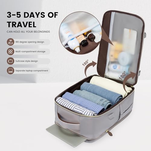 LOVEVOOK Travel Backpack for Women, 40L Carry On Backpack with 3 Packing Cubes,TSA Personal Item Travel Bag Airline Approved, Water Resistant Weekender Overnight Luggage Daypack, Fits 17 Inch Laptop - color: H-grey-beige-hkaki, size: Large - 17.3 Inch - 4