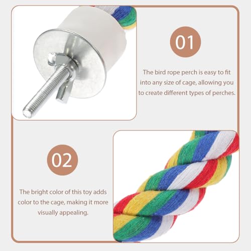 Hemobllo Parrot Rope Climbing Toy with Cotton Rope Perch 41.33In Durable Standing Bird Chewing Toy for Pet Birds Cage Accessories - size: 105cm