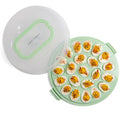 Deviled Egg Containers with Lid & Handles, 22-Count Portable Carrier, Dishwasher Safe Tray, Refrigerator Storage, High-Capacity Trays Deviled Egg Holder - Green - color: Green