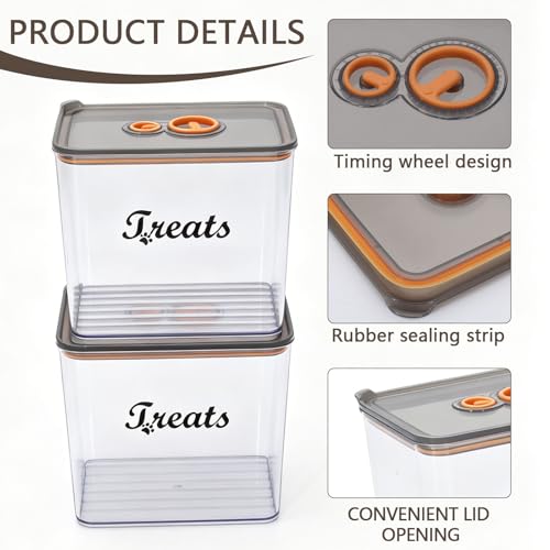 2Pack Pet Food Storage Containers,Airtight Dog Treat Container,Dog Food Storage Container with Tachometer Wheel for Customizing,Suitable for Pet,Bird Seeds,Dog & Cat Treats - color: 2pack
