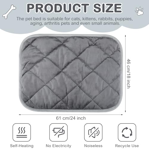 4 Pack Self Heating Cat Pad Self Warming Dog Mat Reflects Body Heat Extra Warm Thermal Pet Pad Washable Dog Cat Bed Crate Bed Mat Blanket(Gray,18 x 24 Inch) - color: Gray, size: 18 x 24 Inch