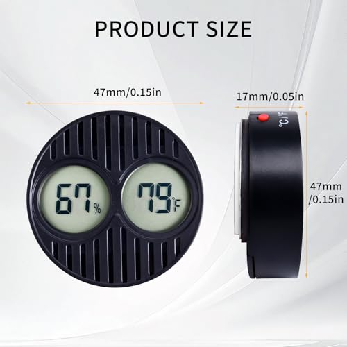 CIGAROL Mini Digital Hygrometer & Thermometer for Humidors — Indoor/Outdoor Temperature & Humidity Gauge for Greenhouse, Incubator, Reptile Terrarium & Jars, °F/°C（Pack of 1）