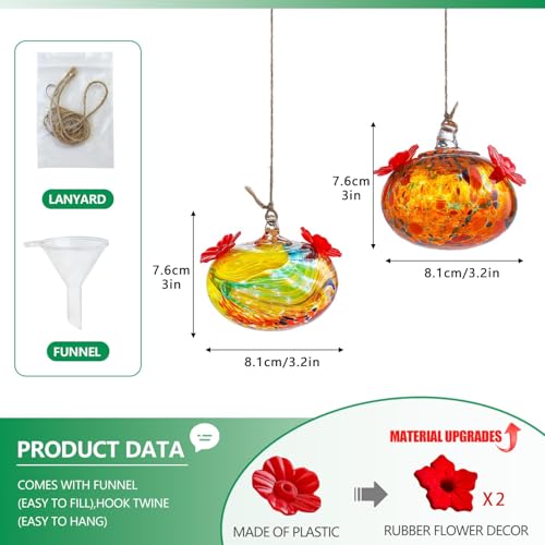 Set of 2 Hummingbird Feeders for Outdoors with 2 Flower Feeding Ports - color: Color-2