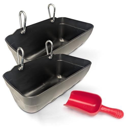 Hen's Choice™ Feeder and Waterer Trough for Chickens, Ducks, Goats, Sheep, Turkey, 4.5 Quart Capacity, Black - color: Black