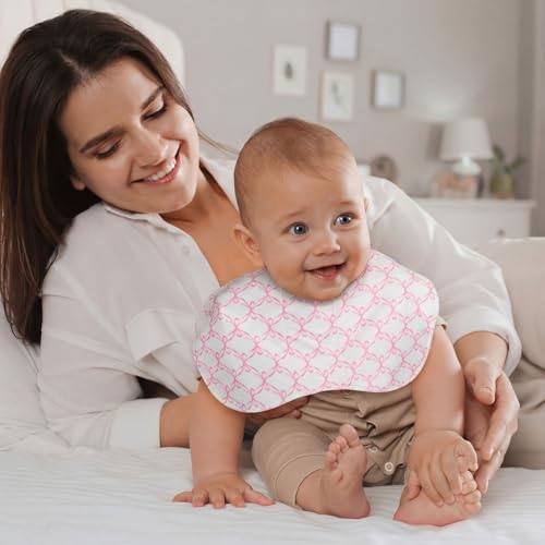 SmoothNovelty 5 Pack Pink Bow Baby Burp Cloths Soft Absorbent Burping Rags for Newborns 19"x9" Spit up Cloths for Boy Girl Newborn Baby Shower Registry Gifts Set Nursery Decor - style: Pink Bow