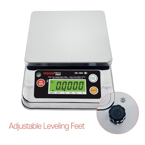 VisionTechShop VK-10S 0.1g Premium Food Kitchen Scale, Lb/Oz/Kg/g Switchable, Stainless Steel Plate Food Scale, Large LCD Display with Backlight, 12lb Capacity, 0.002lb Readability - size: VK-10S-12LB