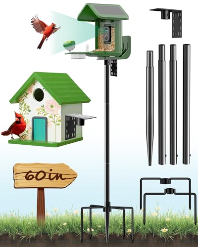 Bird Feeder Pole – 60 Inch Height Bird House Pole with 1-Inch Dia Heavy Duty for Birdfeeders, Feeding Stand with Mount Kit for Outdoor, Slip-Fit Connection, Black - color: Black, size: 60 Inch