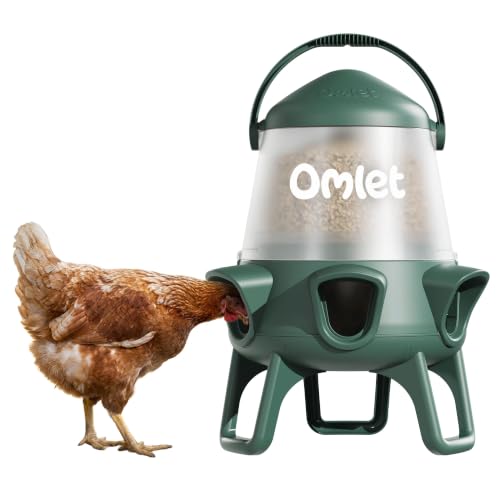 Omlet No Waste Chicken Feeder for Coop | Large 25lb Anti-Spill Poultry Feeder with 6 Feeding Ports | Feeds 12 Hens for 7 Days | Hanging or Free Standing | Weatherproof - size: 25lb