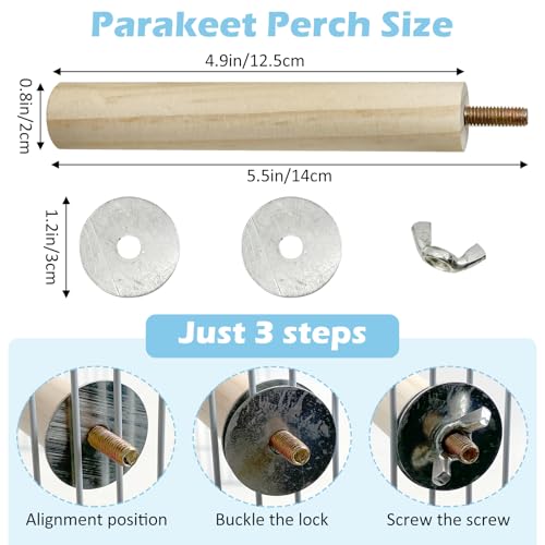 Tfwadmx 8 PCS Parakeet Perch Bird Stand Toy Natural Wood Platform Grinding Nail Cage Accessories for Small Birds Cockatiels Lovebirds Budgie Parrots