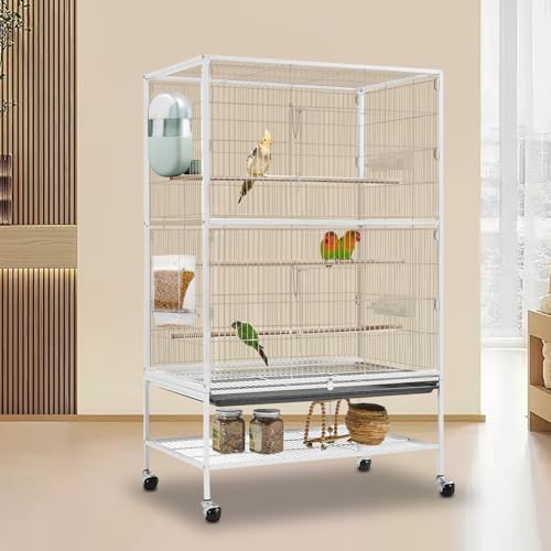 Lemtrflo No Mess Bird Feeder Water Dispenser, Parrot Cage Automatic Feeders | Automatic Feeding & Hydration, Parakeet Cage Accessories for Parrots, Cockatiels, Finches, Lovebirds & Budgies - color: Green