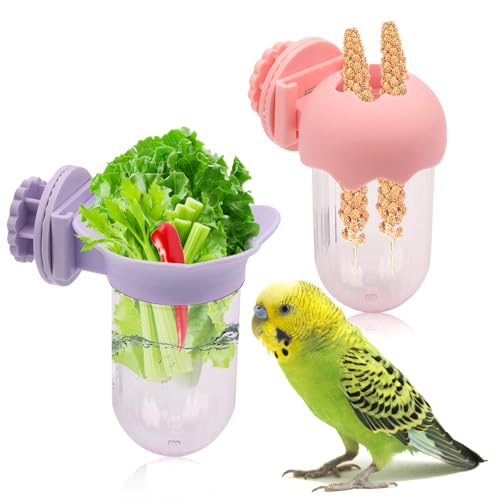 2 Pack Bird Cage Vegetable Feeder Veggies Holder with Water No Mess Hanging Feeder for Canary Finch Parakeet Budgie Cockatiel Lovebird