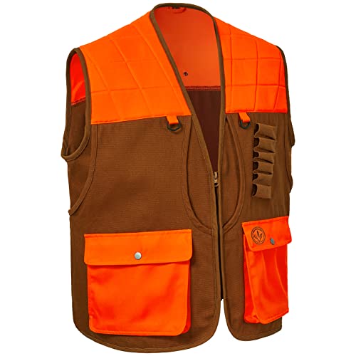 BASSDASH Upland Game Field Water-Resistant Bird Hunting Vest with Multi Pockets Men Women FV11 - color: Brown/Orange, size: Large