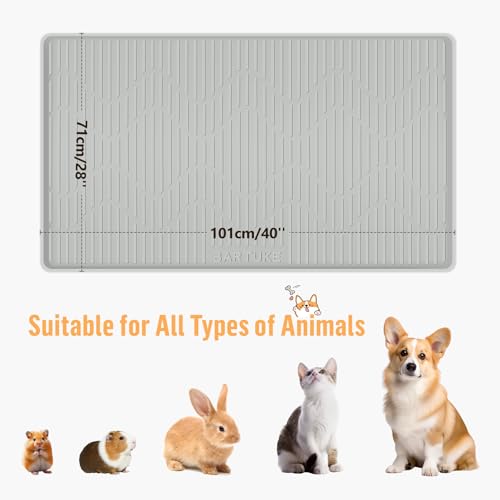 Silicone Pet Cage Liner Mat, 40” x28” Small Animals Floor Bed Mat Washable & Reusable Rabbit Playpen Mat, Pet Training Pads for Rabbits Guinea Pigs Bunny Hamster Cats Dogs