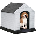 FDW Dog House Indoor Outdoor Durable Ventilate Waterproof Pet Plastic Dog House for Small Medium Large Dogs Insulated Puppy Shelter Kennel Crate with Air Vents and Elevated Floor - style: Grey
