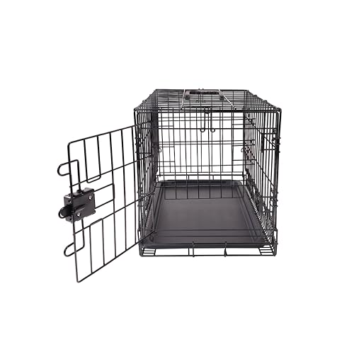 Amazon Basics Portable, Foldable Metal Wire Dog Crate with Removable Tray, Single Door, Divider Panel, Quick Setup, 30 x 19 x 21 in, Black - size: 30.0"L x 19.0"W x 21.0"H, style: Single Door w/ Divider