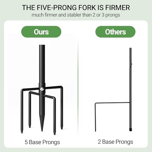 Shepherd Hook for Outdoor, Heavy Duty Bird Feeder Pole with 5 Prong Base, Adjustable Height Bird Feeder Stand Ideal for Hanging Bird Feeders, Plant, and Garden Decorations - size: 92 Inch