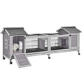 GUTINNEEN Rabbit Hutch Indoor Outdoor Bunny Cage Upgrade Large Space for Rabbit,Guinea Pig,Bunny and Other Small Animals,On Wheels Move Easily. - size: 80.1"L x 22.8"W x 28.6"H