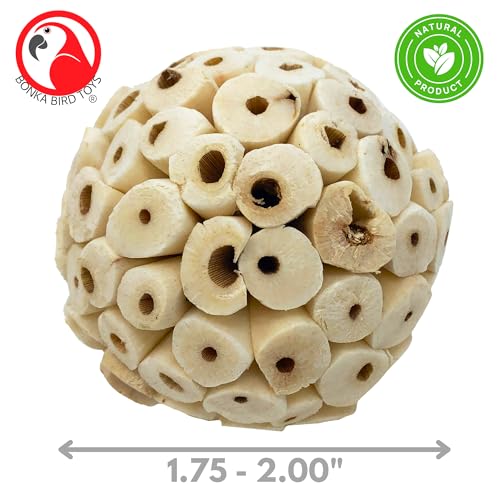 Bonka Bird Toys 2354 Pk4 Small Sola Atta Ball, 1.75"-2" Diameter, Soft Natural Sola Plant Material, Ideal Chew and Foot Toy for Conures, Ringnecks, Parakeets and Similar Breed Sizes - size: Pack 4