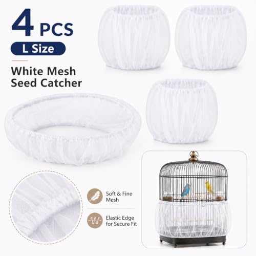 4PCS Bird Cage Net, Bird Cage Seed Catcher, Bird Cage Seed Catcher for Large and Medium Cages