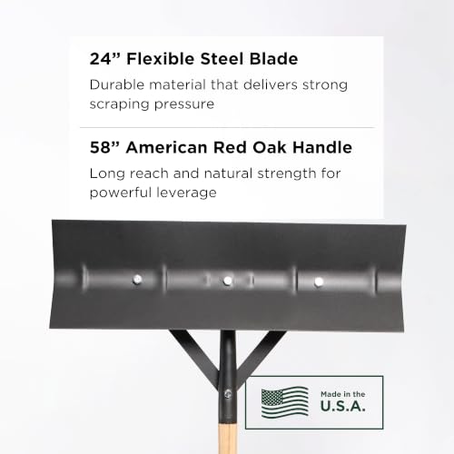 SCENIC ROAD 24" Reversible Metal Blade Scraper 58" Handle USA (SR24) - size: 24-inch Steel