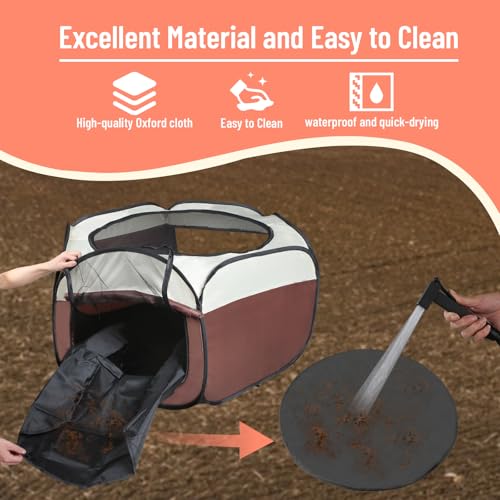 Brooder Box for Chick Starter Kit - 2026 Upgrade Dual Door Chicken Brooder Pen/Playpen/Tent with 10*10 in Brooder Heating Plate,Nesting Pad,Chicks Feeder＆Waterer,Chick Perch Up to 15 Chicks,Duck - color: brown 1