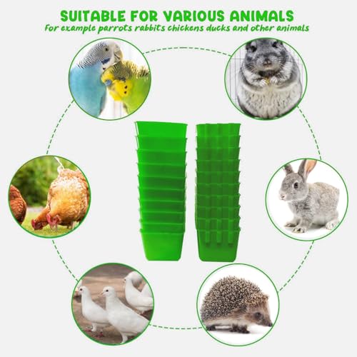 20 Pcs Chicken Coop Feeder Water Cup,16 oz Cage Cups Chicken Feeder Waterer, Cage Cups Birds Hanging Feeders, Chicken Feeder Water Bowl for Parakeet Poultry Pigeon Bunny Wire Cage (Green, 16oz) - color: Green, size: 16oz