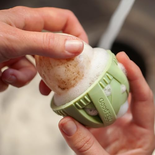 GoodEgg The Original Egg Brush, Silicone Egg Cleaning Brush for Farm Fresh Eggs, Chicken Coop Cleaning Tools, Egg Washer, Chicken Coop Accessories, Large to XL Sized Eggs, Green, As Seen On Shark Tank | Patented Silicone Design for Any Size Eggs, Made in