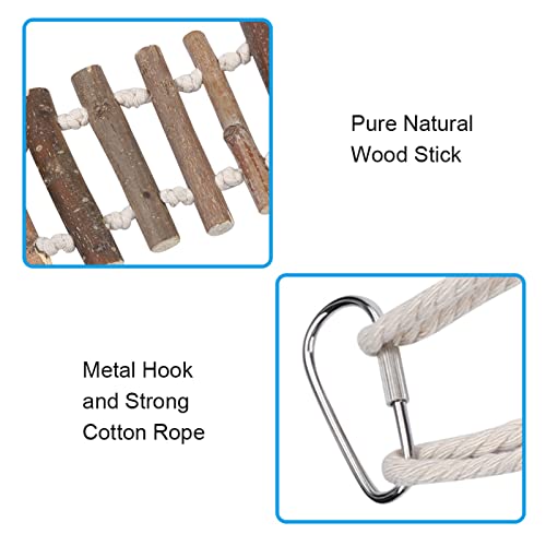 Bird Ladder, Rope Bridge, Rope Ladder, Wood Ladders Swing Toy, Pet Chewing Toys, for Pet Bird, Hamster, Parrots, 24 X 3.9 Inch