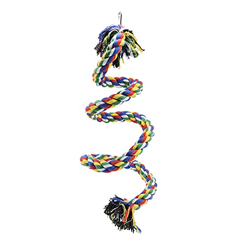WishLotus Bird Perches, Parrot Colorful Climbing Rope Swing Toys Parrot Stand with Bell and Hanging Clip for Parrots, Budgies, Macaws, Parakeets, and Other Small Birds. (100cm) - size: 100cm