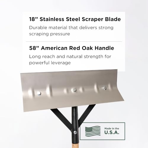 Scenic Road 18" Reversible Steel Blade Scraper 58" Handle USA (SRSS18) - size: 18-inch Stainless Steel