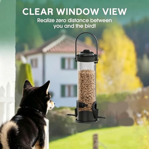 Bird Feeders for Outdoors Squirrel Proof, Elongated Oval | Effective Squirrel Block Design,Heavy-Duty Weather & Chew Resistant Build,Multi-Port Feeding & Large Seed Storage