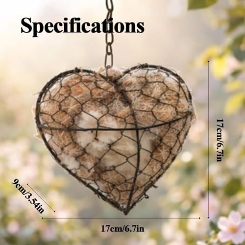 Handmade Fiber Bird Nesting Heart, Birds Nests Material Holder, Bird Nesting Material Includes Plush Fabric and 40g Cotton-Linen Blend Filling, Outside Gifts for Birds Lovers (3 Set) - color: 3 Set