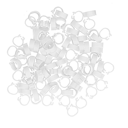 Omabeta 100PCS Reusable 8mm Pigeons Identification Leg Rings for Easy Dovecot Management and Marking, Lightweight Plastic Bands for Poultry Supplies (White) - color: White