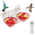 Window Hummingbird Feeder with Strong Suction Cups, 2 Pack 2.6 oz Small Hummingbird Feeder for Outside Window, Easy to Clean & Refill, Bee Resistant Feeding Ports for Bird Watching (Red)