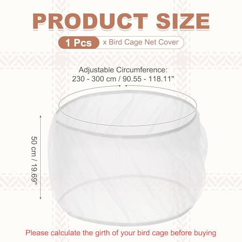 Bird Cage Seed Catcher, Bird Cage Net Cover Seeds Guard, Universal Birdcage Accessories, White, Circumference 90.6"-118.1", Height 19.7" for Parrot Cockatiel Enclosures - color: White, size: Circumference 90.6"-118.1", height 19.7"