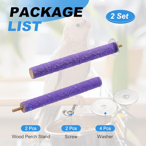 Bird Perch Stand, Colorful Paw Grinding Stick, Wood Rough-surfaced Perch Parrot Stand 15 x 1.8 Cm, (Purple, 2 Pcs), Intended for Home/Animal Parks/Pet Stores - color: Purple, size: 15 x 1.8 cm / 5.91 x 0.71 inch