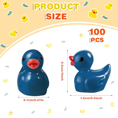 100 Pcs Mini Resin Ducks Tiny Ducks Miniature Duckies Bulk Figures for Garden Micro Landscape Home Prank Game Micro Landscape Aquarium Dollhouse Ornament DIY Handmade School (Dark Blue) - color: Dark Blue