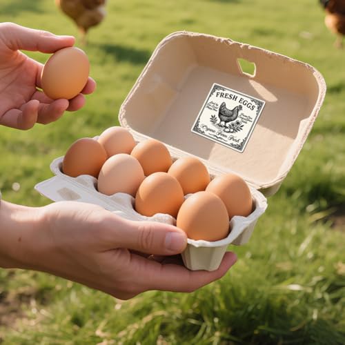 320 Pcs Farm Fresh Egg Carton Labels, Square Fresh Chicken Egg Stickers Waterproof Self-Adhesive Stickers for Box Container Carton Farm Supplies - color: Rustic Farmhouse Egg